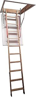 BPS Deluxe Wooden Loft Ladder | Folding Attic Ladder with Twin Handrails and Insulated Hatch Door | Floor to Ceiling Heights up to 2.8m | Frame 1100 x 545mm