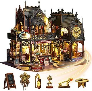 DIY Miniature Dollhouse Kit, Wooden Dollhouse Kit Miniature House Kit with LED Light,Creative Room Idea for Kids/Adults Magic House DIY Kits (Holo Magic City)