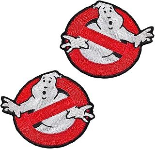2 Pieces Compatible with Ghostbusters Halloween Embroidered Hook and Loop Funny Patches NO Ghost Kill Ghost Team Logo Applique Emblem for Costume Cosplay Uniform Kids Men Holiday Decor