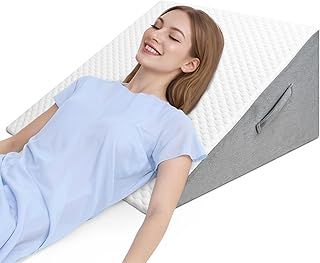 INFANZIA Bed Wedge Pillow, High-density Foam Triangle Pillow for Sleep Apnea, Acid Reflux, Snoring, 12Inch Leg Elevation, Back Support for Sitting Up in Bed, Incline Cushion for Sleeping, Reading