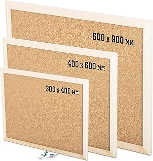 Cork Notice Office Memo School with 6 Push Pins Classic Wood Natural Frame Board, Brown (various sizes to choose from) (300MM x 400MM)