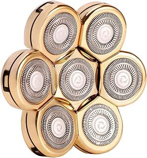 7 Blades Electric Razor Replacement head,Bald Men Head Shaver Replacement Blades, Easy Install Beard Cutter Replacement Blade Wet Dry Cleaning(Gold)
