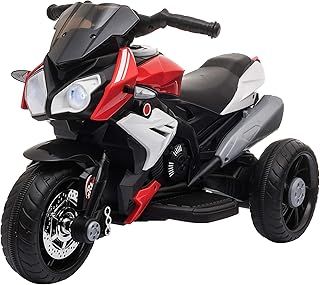 HOMCOM Kids 6V Electric Ride On Motorcycle Electric Motorbike w/Lights Music Horn 3 Wheel Outdoor Play Toy for 3-5 Years Red