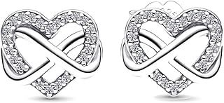 Sterling Silver Infinity Symbol Stud Earrings CZ Heart Infinity Stud Earrings Love Valentine Present