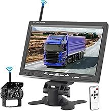 Wireless Rear View Camera and 7 Inch HD Monitor Kit, Hodozzy Car Reversing Camera Wireless Vehicles Parking Assist System, Night Vision Waterproof Ca-mera for Trailer, Bus, Truck, Motorhome, 12V-36V