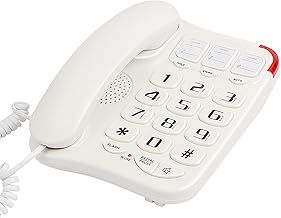 Uvital Big Button Landline Phone with Speaker for Seniors Elderly, 3 One-Touch Memory and 10 Two-Touch Memory Support One-Touch Speed Dials, Wall Mountable, White
