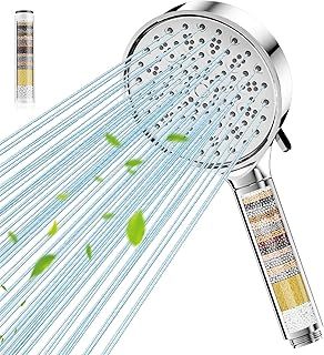 Hard Water Filter Shower Head with 6 Spray Modes, High Pressure Water Saving Shower Head with 20 Layers Filtration, Power Shower Heads with Showerhead Filter for Residual Chlorine Remove, Chrome