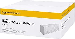 AmazonCommercial Singlefold (V-Fold / ZZ-Fold) Paper Hand Towels, 2-ply Deinked, 3750 Sheets (15 packs of 250), Sheet Size: 24 x 23 cm