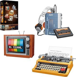 JMBricklayer Typewriter Walkman Television Building Toys 20131, Collectible Vintage Display Model Office Room Decor, Creative Hobbies Activity, Unique Gift Ideas for Adults Teens Kids (660 Pieces)