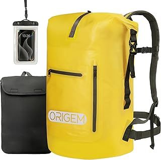 Origem Waterproof Backpack, 35L/55L/85L Dry Bag Rucksack Roll Top with Padded Back Panel and shoulder Straps & Waterproof Phone Bag & Laptop Case, Waterproof Bag for Paddleboarding, Swimming, Kayaking