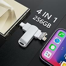 256G Flash Drive for iPhone - MFi Certified 4 in 1 Portable Type-C/Micro USB/Lightning/USB Stick External Storage for iPhone/iPad/Android/Smartphone/Laptop/PC