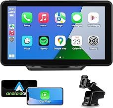 Wireless CarPlay Android Auto Screen for Car, 7" HD Touch Screen for Apple CarPlay Car Stereo Portable Live Navigation Mirror Link Music Video Player Siri/AirPlay/AUX