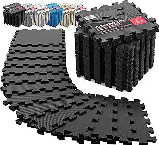 Interlocking Soft Foam Floor Mat - 18 Pieces Protective Gym Flooring Set, Exercise Mats EVA Puzzle Rubber Tiles, Ground Surface Protection Workout Underlay Matting Sports Pool Home Fitness Garage