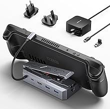 JSAUX M.2 Docking Station 6-in-1 Compatible with ROG Ally/Steam Deck with PD 65W AC Adapter Charger Set, HDMI 2.0 4K@60Hz, Ethernet, Dual USB A 3.2 & USB C Ports-HB0604 (SSD Not Included)