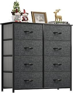 YITAHOME Chest of Drawers with 8 Drawers,Bedroom Drawers, Fabric Dresser with Wood Top,Drawer storage unit for for Bedroom, Living room, Black Grey