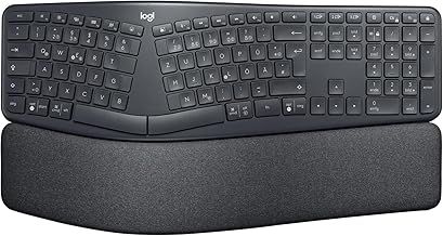 Logitech ERGO K860 Wireless Ergonomic Keyboard - Split Keyboard Layout, Wrist Rest, Natural Typing, Stain-Resistant Fabric, Windows/Mac, Bluetooth + USB, Windows/Mac, QWERTY UK English Layout - Grey
