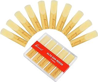 10 Pack Professional Alto Saxophone Reeds with Plastic Box, Strength 2.0 Alto Sax Reeds, Laser Engraved Marking & Thinner Reed Tip for Easy of Play, Traditional Reeds for Saxophone Alto