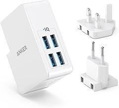 Anker USB Plug 5.4A/27W 4-Port , Wall Charger, PowerPort 4 Lite with Interchangeable UK and EU Travel Charger, Adapter for iPhone XS/XS Max/XR/X/8,Galaxy S8/Note 3,iPad Air 2/mini 3,and More