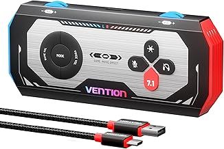 VENTION 7.1 Gaming DAC External USB Sound Card, 7.1 Virtual Surround Sound, 24bit/192KHz, RGB Light System, Gaming Audio Amplifier Compatible with PS5, PS4, Xbox One, Nintendo Switch, PC, Headset