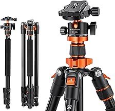 K&F Concept 79" Camera Tripod, Compact Tripod & Monopod with Ball Head, 1/4" Screw QR-Plate, 1/4" Thread Hole, 23" - 79" Adjustable Height, Travel Tripod for DSLR, Camera, Load capacity 10kg
