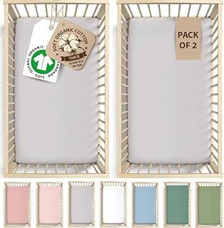 Set of 2 Gots Organic SnuzPod 4 Compatible Fitted Sheets - Luxuriously Thick & Soft 100% Organic Combed Cotton –- Snuzpod 4 Fitted Sheet 40x75.5cm Snuz pod Crib Sheets - 2 Sets