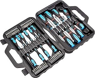 Amazon Basics 58-Piece Screwdriver Set, Precision Slotted, Phillips, Torx, Black