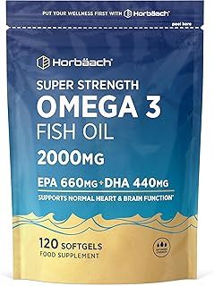 Omega 3 Fish Oil 2000mg | 660mg EPA & 440mg DHA | 120 Omega 3 Capsules High Strength (2 Month Supply) | No Artificial Preservatives | by Horbaach