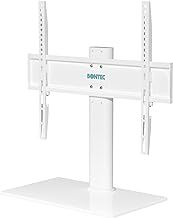 BONTEC Universal TV Stand for 24–60 Inch LCD LED OLED Plasma TVs, Height Adjustable Table Top Pedestal with Bracket, 8mm Tempered Glass Base, 45kg Load, Max VESA 400x400mm, Cable Management, White