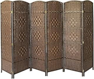 Panana Folding Splitter Screen Hand Made Wicker Room Divider Protective Screens,Various Size&Color (Beige, 6 Panel)