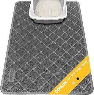 Conlun Cat Litter Mat Litter Trapping Mat, 61 x 43 cm Cat Litter Tray Mat, Premium PVC Grid Mesh Scatter Control Design Litter Box Mat, Waterproof Urine Resistant Material, Easy to Clean, Grey