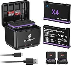 Homesuit Insta 360 X4 Replacement Battery 2500mAh and Triple Micro USB Charger Compatible with Insta360 X4 Action Camera Accessories with Misro SD Card Slots (2-Pack)