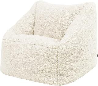 Kids Teddy Fleece Bean Bag Chair, Cream, Fluffy Kids Bean Bag Armchair with Filling Included for Girls and Boys, Childrens Chair, Nursery Décor, Playroom Décor, Bedroom Accessories