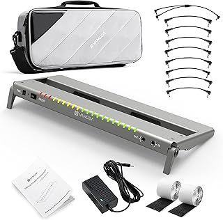 Vangoa Guitar Pedal Board with Built-in Isolated Power Supply, VPPD-S Aluminum Small Portable Folding Powered Guitar Pedalboard with Carry Bag, 2.8lb, Gray