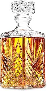 Bormioli 1 Litre Cut Glass Square Glass Decanter Whisky Decanter