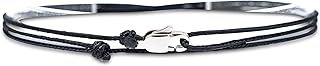 Adjustable Wrap Surfer Bracelet Women & Men - Thin String Bracelet with Snap Hook - Nautical Maritime Beach Jewelry - Handmade & Waterproof - Birthday Gift for Him - U (Black Silver)