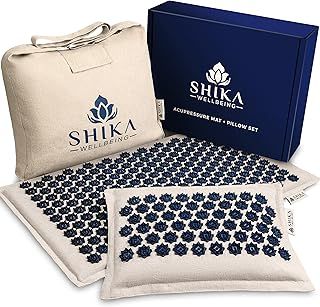 Shika Wellbeing Eco Premium Natural Acupressure Mat & Pillow, Coconut Fiber Filling with Certifications, Deep Muscle Relaxation Acupuncture Mat Sharp Spikes, Stress & Tension, Durable Bag
