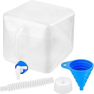 10L Collapsible Water Container, Folding Water Container with Tap, Portable Foldable Water Carrier with Handle, Lightweight Outdoor Water Canteen Water Bucket for Camping Hiking Picnic Emergency