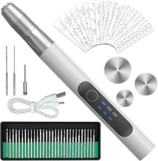 Engraving Pen Electric Engraving Tool Kit USB Cordless Rechargeable Engraving Pen Mini DIY Engraver Pen for Carving Glass Wood Metal Stone Plastic Nails Jewelry (Silver)