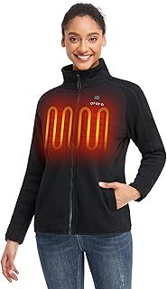ORORO Women's Heated Fleece Jacket Full Zip with Power Bank, Up to 10 Hours of Warmth - Charger Not Included