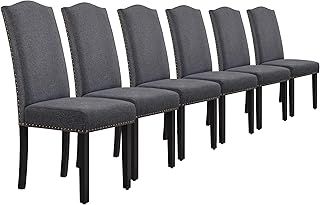 Yaheetech Dining Chairs Set of 6 Kitchen Dining Room Chairs with High Back and Padded Seat for Home/Kitchen/Restaurants, Dark Grey