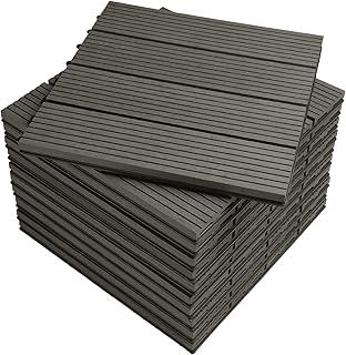 WOLTU WPC Composite Decking Tiles Set of 11 Interlocking Wood Effect Terrace Tiles Flooring with Click System - Grey, 30 x 30 cm, GTF001gr