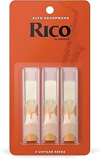 Rico RJA0320 Saxophone Reeds - Reeds for Alto Saxophone - Thinner Vamp Cut for Ease of Play, Traditional Blank for Clear Sound, Unfiled for Powerful Tone - Alto Sax Reeds 2 Strength, 3-Pack