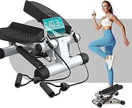 Niceday Mini Stepper Exercise Machine, Steppers with Resistance Bands, Step Machine Exerciser for Home, Up-Down Stepper with LCD Monitor, Space Saving, Non-Slip Pedal, Legs Arms and Full Body Training