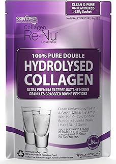 Collagen Powder 225g, Ultra Premium Hydrolysed Bovine Collagen Peptides by SkinPep - Halal & Kosher - High Levels of The 8 Essential Amino Acids, Collagen Supplements, Made in UK