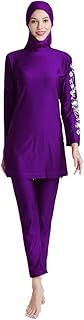 Womens' Muslim Swimwear 3 Pieces Full Cover Long Sleeve Swimming Top Hijab Pants Burkini Modest Swimsuit Solid Color Islamic Swimming Costume Plus Size Sun Protection Beachwear