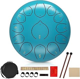 Steel Tongue Drum 12 Inch 13 Notes Hand Pan Drums, Sound Healing Instruments for Musical Education Entertainment Meditation Yoga Gifts for Kids Adults