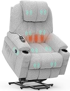 YONISEE Lift Chairs recliners for Elderly,Recliner Chair with Massage and Heat, Extended Footrest, Heavy Duty Dual Motor Large Living Room USB Port, Cup Holders, 2 Side Pockets Grey