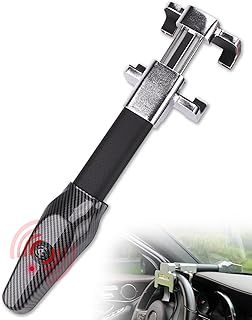 Tevlaphee Steering Wheel Lock With Alarm, 120dB, Steering Lock, Wheel Lock, Crook Locks for Cars, Car Lock Anti-Theft Device, Heavy Duty, Adjustable, Universal Fit