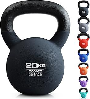 Kettlebell Neoprene Coated Cast Iron Weight Lifting Strength Training Cardio Fitness Home Gym (1 x 4kg, 6kg, 8kg, 10kg, 12kg, 16kg or 20kg)