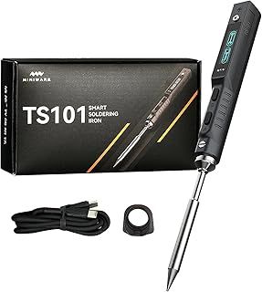 TS101 Soldering Iron Kit, 65W Smart Portable TS100 Upgraded Soldering Iron, Temperature Control 50-400℃, with USB Type C & DC 5525 Port, OLED Display, Adapter for DC 9-24V/PD3.0 9-24V Power Supply